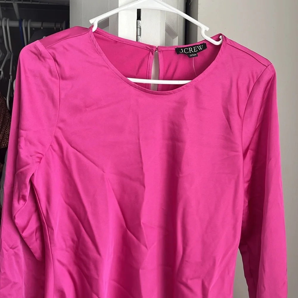 J. Crew Pink Satin Shirt, NWT - Picture 3 of 6